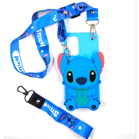 Stitch 3D Soft Silicon Coin Cell Phone Cover w/ Lanyard & Wrist Strap - Picture 1 of 10